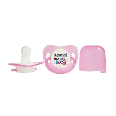 Round Nipple Silicone Pacifier with Cover (+0) - Pink