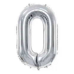 Silver Number 0 Helium Balloon