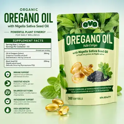 Organic Oregano Oil, Black Seed Oil, Carvacrol, Thymoquinone, Immune Support, digestive health, lungs and respiratory health, intestinal flora, antifungal, antibacteria, anti Parasitic, Made in USA, 300 Softgels Oregano Oil 