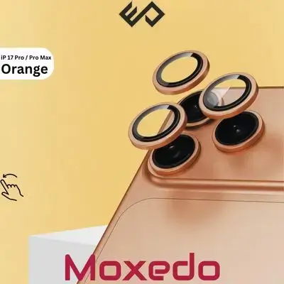 Moxedo Camera Lens Protector for iPhone 17 Pro 6.3”/ iPhone 17 Pro Max 6.9” 9H Tempered Glass Aluminum Alloy Individual Ring Camera Lens Cover Protector with Easy Installation Tool– Orange