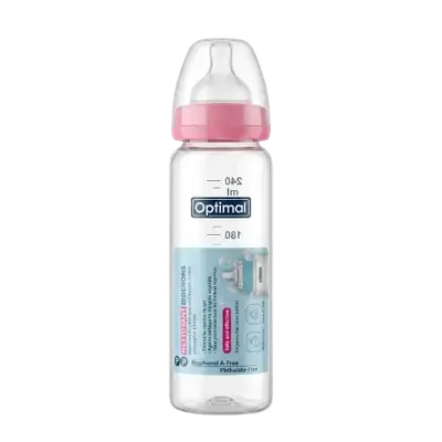 Glass Feeding Bottle 240ml Pink Color OPB-1098 _ Optimal
