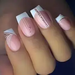 24pcs Press on Nails Medium Square, Artificial Acrylic Fake Nails