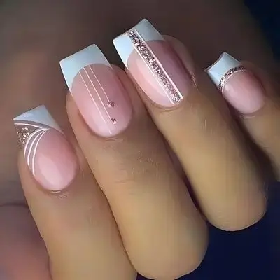 24pcs Press on Nails Medium Square, Artificial Acrylic Fake Nails
