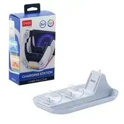 Ipega 3 In 1 Charging Station Charging Stand Holder for PS5 Portal/PS5 Controller-White