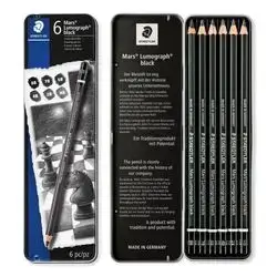 Pencil Lumograph Black set of 6 8B 7B 6B 4B 2B HB
