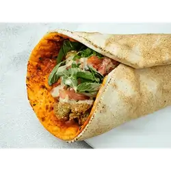 Falafel Wrap in Muhammara Bread