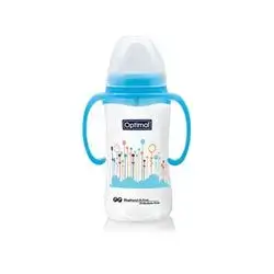 Wide Neck Feeding Bottle 300ml (+6) with Handle - Blue