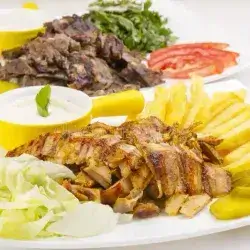 Meat And Chicken  Shawarma Plate