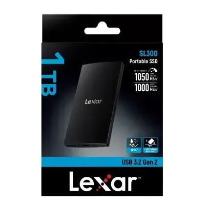 Lexar SL300 USB 3.2 Gen 2 Type-C Portable SSD, Black - 1TB