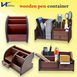 wooden pen container