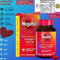 MegaRed, Omega-3 Krill Oil, 350mg, krill oil, EPA & DHA Omega-3 Fatty Acids with No Fishy Aftertaste Unlike Fish Oil, Contains Antioxidant Astaxanthin, Astaxanthin, omega 3, 130 Softgels Krill oil