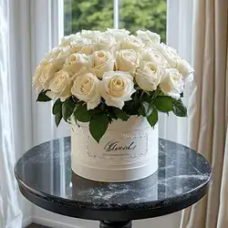 Box of White Roses Flowers