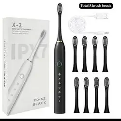 electric toothbrush , 4 heads kit ,equipped with 2 minutes smart timer and 30s area switch reminder , waterproof usb rechargeable oral cleaner set for family or travel use