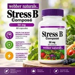 Webber Naturals Stress B Composé – 50 mg – 60 Capsules