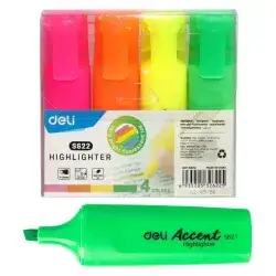 Deli Highlighter, Bright Neon Color-4 pcs