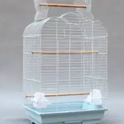 This Is A Tall, White Metal Birdcage. It Has A Spacious And Attractive Design. It Includes Food And Water Bowls And Comes With A Removable Bottom Tray For Easy Cleaning. It Can Be Carried Or Hung Using The Top Handle.