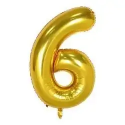 Gold Number 6 Helium Balloon