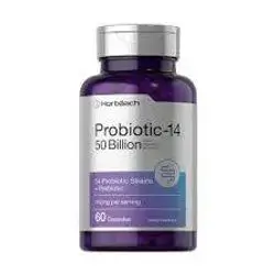 Horbaach 14 Probiotic Strains with Prebiotic 50 Billion Active Organisms 60 Capsules
