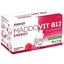 MADDOVIT B12 ENERGY 25MCG 10 x 7ML RASPBERRY TASTE DRINKABLE AMPOULES _ Maddox Pharma