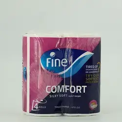Fine Comfort Pink Toilet Paper 2 Ply 4 Roll