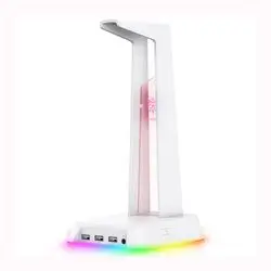 ONIKUMA ST-2 RGB Gaming Headphone Stand – White, 3 USB Ports & 3.5mm AUX