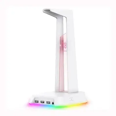 ONIKUMA ST-2 RGB Gaming Headphone Stand – White, 3 USB Ports & 3.5mm AUX