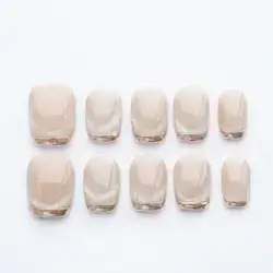 Elegant Nude Ballet Press On Nails - Short Length, French Manicure Style Medium Size