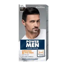 Power Men Color Cream Hair Beard & Moustache 02 DARK BROWN 30g _ JOANNA