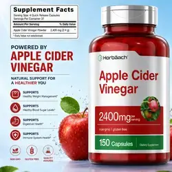 Apple Cider Vinegar, 2400mg, weight management, appetite control, blood sugar, cholesterol, health gut Microbiome, improved digestion, less gas and bloating, waist line, acv, 150 Caps apple cider vinegar