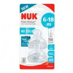 NUK First Choice Silicone Teat Anatomical Anti-Colic Teat Anatomical Wide Mouth 6-18 Months, 2 units