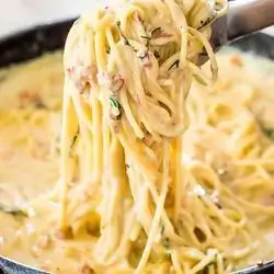 Meat Alfredo Spaghetti