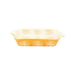 32 Cm Rectangular Green Orange Pyrex