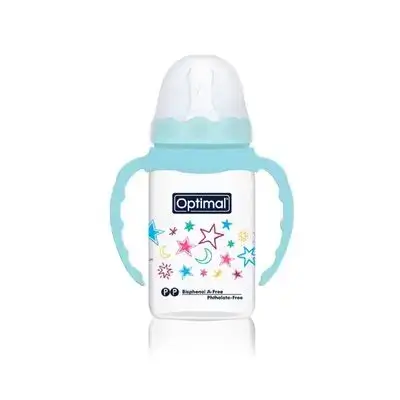 Narrow Neck Feeding Bottle 140ml (+0) with Handle - Blue