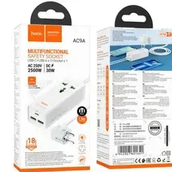 hoco AC9A Talent PD30W Type-C+2USB Ports with 1 Socket Desktop Charger, Cable Length: 1.5m, EU Plug(White)