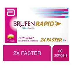 Brufen Rapid 400Mg Ibuprofen Pain Relief 2X Faster 20 Softgels