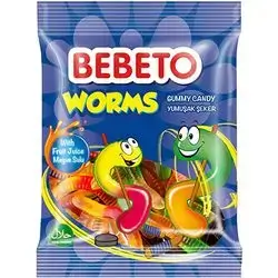 Bebeto Jam Sour Worms Flavor Jelly 80 Gm