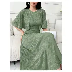 Modelyn Jacquard Butterfly Sleeve Dress For Summer Long Evening Dresses, Size: Medium