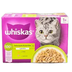 Whiskas Adult 1+ Assorted Selection Wet Cat Food in Jelly (Chicken & Salmon) 10x85g