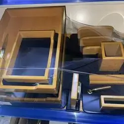 Set Of Desk Top Wood Brown & Black