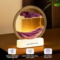 Quicksand and 3D art pieces with LED lighting and nightlights. Dynamic glass frames with a sand-like design, perfect for table decorations. A quick and convenient art project for home, office, and bedroom – in various colors.