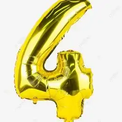 Gold Number 4 Helium Balloon