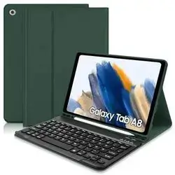 Keyboard Case for Samsung Galaxy Tab A8 10.5 (SM-X200/X205/207) 2022, Slim Smart Cover with Detachable Keyboard and Pen Holder, Bluetooth Keyboard with Case for Samsung A8, Dark Green