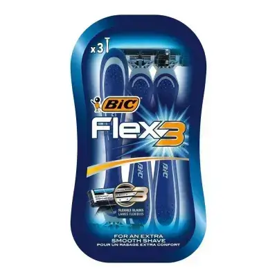 Bic Shaver Flex 3 Blade Comfort Razors For Men / 3 Pieces