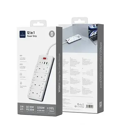 WiWU Wi-S009 PS842 20W GaN 12-in-1 Desktop Power Strip with USB-C