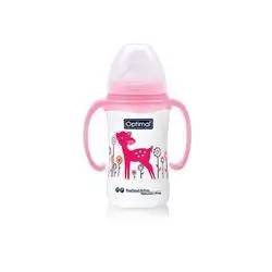 Wide Neck Feeding Bottle 240ml (+6) with Handle - Pink