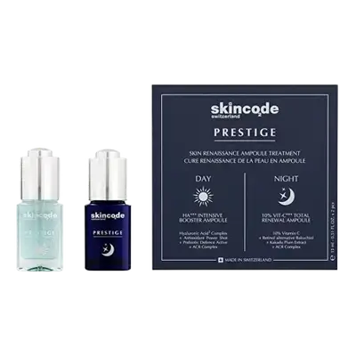 PRESTIGE Skin Renaissance Ampoule Treatment DAY HA+++ Intensive Booster Ampoule 15ml & NIGHT 10% VIT-C+++ Total Renewal Ampoule 15ml _ skincode