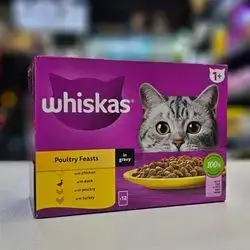 Whiskas Poultry Feasts In Gravy For Adult ( Chicken , Duck , Poultry , Turkey ) 12 Bags