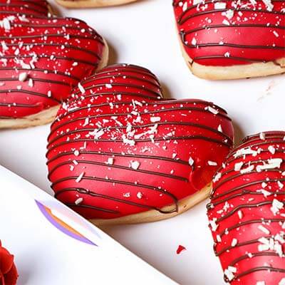 Red Heart Shaped Strawberry Jelly Donut