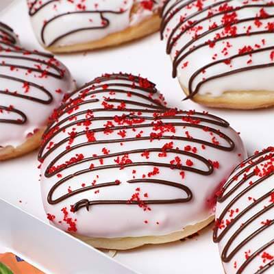 White Heart Shaped Strawberry Jelly Donut