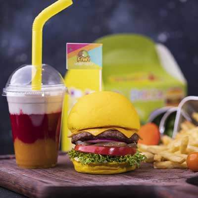 Mini Burger with Fries and Cocktail